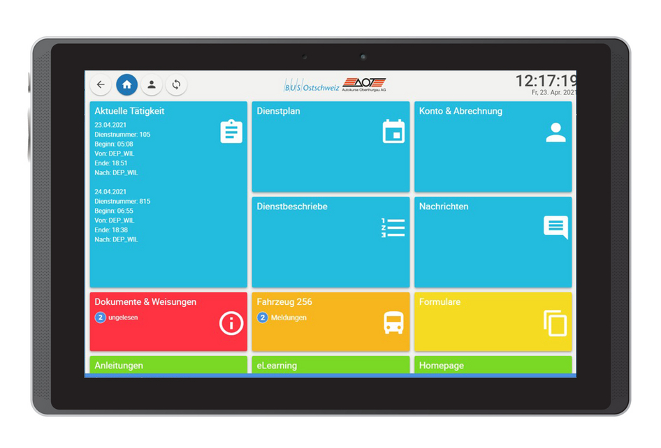 Un tablet nero con l'interfaccia IVU.pad.
