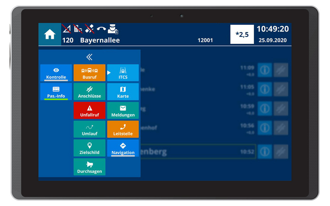 Sistema IVU.cockpit su tablet Android